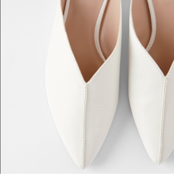 Zara Shoes - Zara white faux leather mules